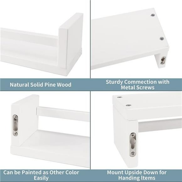 3 Pack Nursery Book Shelves White 16.5 " Shelf Organizer for Home Décor (White) - Picture 4 of 7